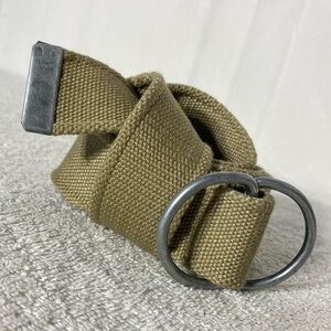 Khaki Canvas Belt with Metal Buckle